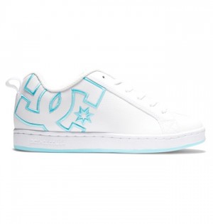 Basket DC Shoes Court Graffik Femme Blanche Blanche Bleu | LEZT-80721