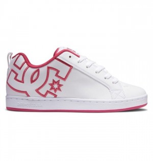 Basket DC Shoes Court Graffik Femme Blanche Rose Blanche | VJFN-31756
