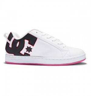 Basket DC Shoes Court Graffik Femme Noir Blanche Rose | YMSG-49620