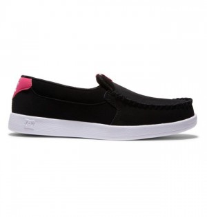 Basket DC Shoes Villain Slip On Femme Noir Rose | QMDA-32687