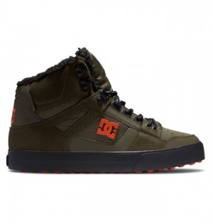Botte Hiver DC Shoes Pure High-Top Winter Homme Vert Olive Orange | HJIM-85427