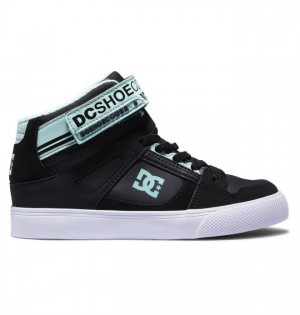 Pure DC Shoes Pure High Elastic Lace High-Top Enfant Noir Vert | IDZG-27381