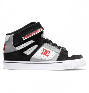 Pure DC Shoes Pure High Elastic Lace High-Top Enfant Blanche Noir Rouge | QMNV-03645
