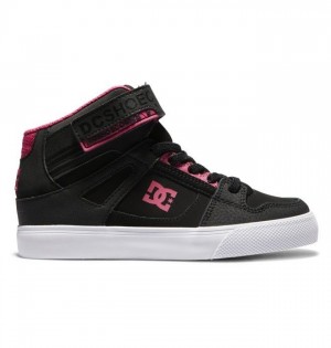 Pure DC Shoes Pure High Elastic Lace High-Top Enfant Noir Rose Noir | ZMEQ-76329