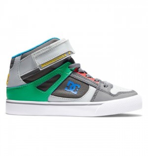 Pure DC Shoes Pure High Elastic Lace High-Top Enfant Grise Vert | CUGS-89046