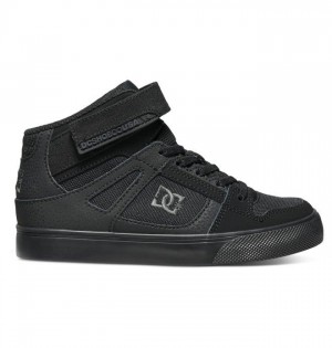 Pure DC Shoes Pure High Elastic Lace High-Top Enfant Noir Noir Noir | DKLU-54830